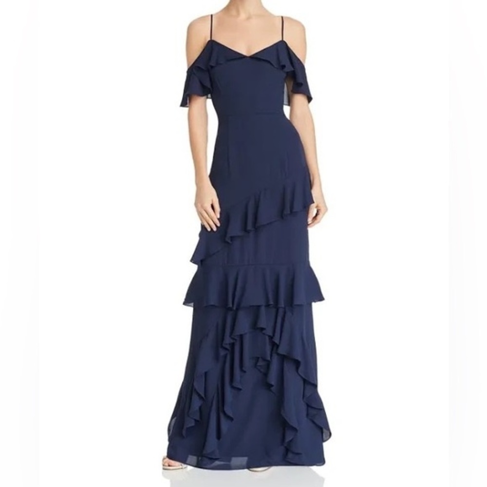 Wayf Danielle Off Shoulder Tiered Dress  size 8 ruffles and flutter shoulder